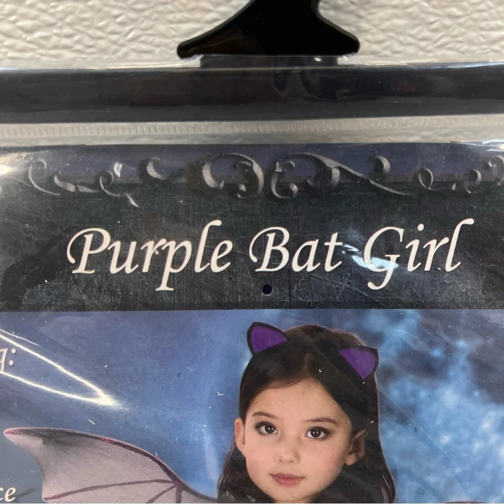 NWT Girls Bat Witch‎ Costume Halloween Cosplay Fancy Dress Up with Bat Wings XL